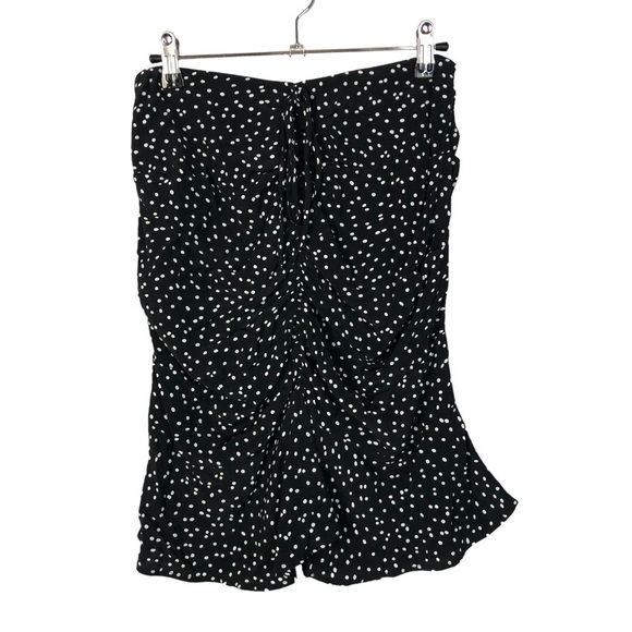 Zara Black & White Polka Dot Draped Ruched Mini Skirt XS - Picture 2 of 4
